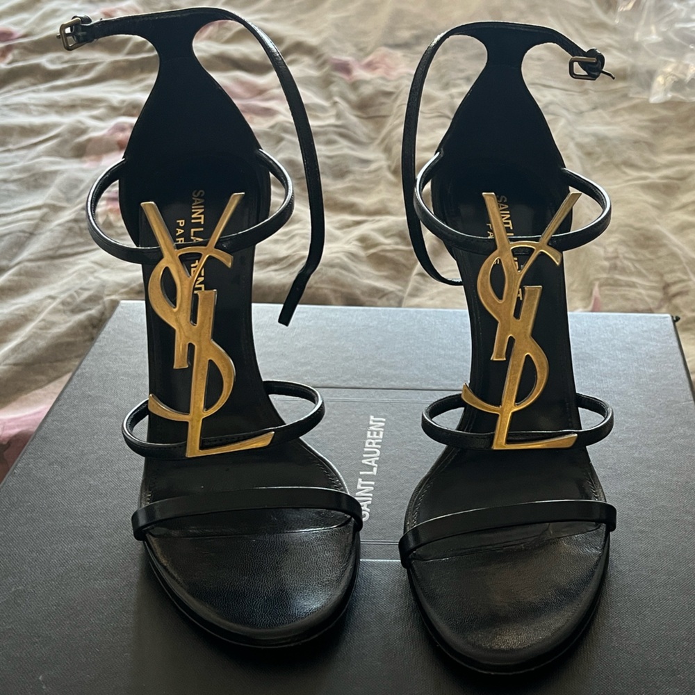 Saint Laurent black leather sandals